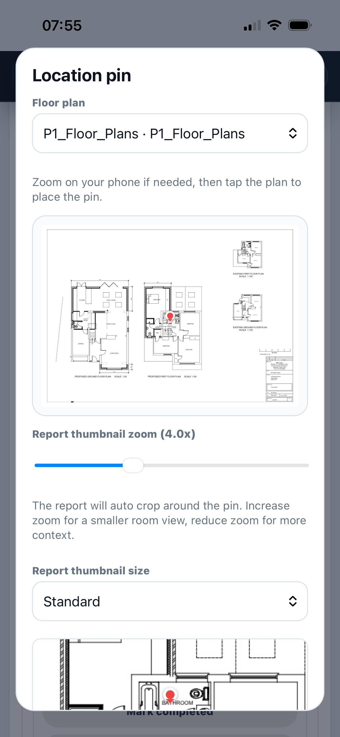 WalkRound floor-plan pin placement